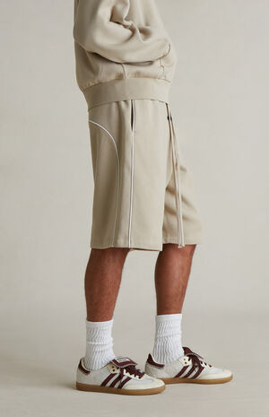 Timber & Cloud White Basketball Fleece Sweat Shorts image number 4
