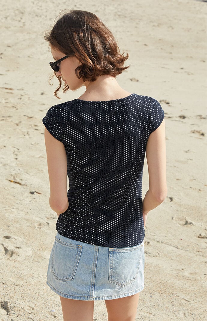 John Galt Black Polka Dot Ella Top