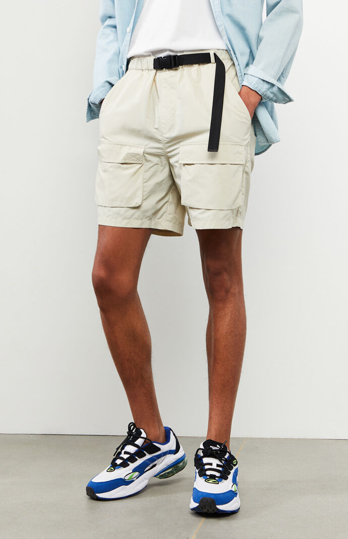 Khaki Nylon Cargo Shorts