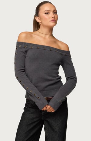 Morgen Grommet Off Shoulder Knit Top image number 1