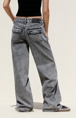 Gray Acid Wash Low Rise Baggy Jeans image number 4