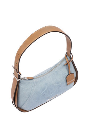 Denim Raised Horseshoe Hobo Bag image number 6