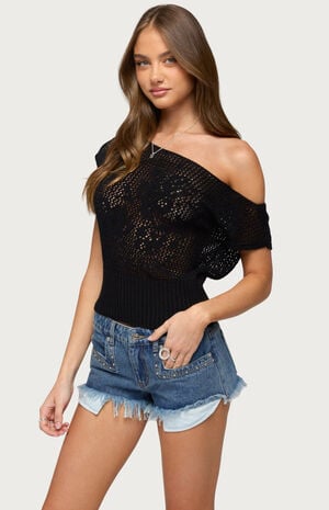 Cyra Floral Off The Shoulder Knit Top image number 2
