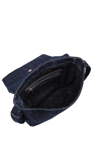 Dark Denim Multi Patch Messenger Bag image number 10