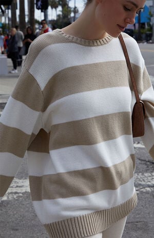 John Galt White & Black Thin Striped Brianna Sweater