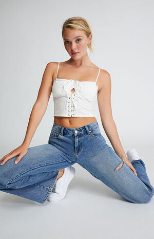 Lace-Up Cinched Corset Top image number 4