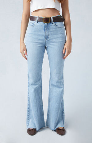Eco Stretch Light Indigo High Waisted Flare Jeans image number 2