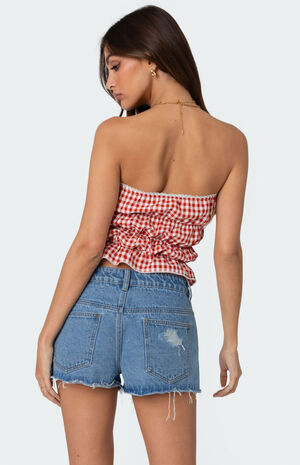 Lanna Gingham Elastic Scrunch Top image number 4