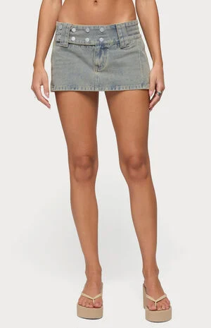 Lolah Snap Waist Denim Mini Skort image number 1