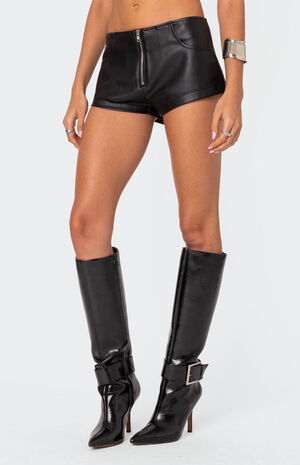 Zippy Faux Leather Micro Shorts image number 3