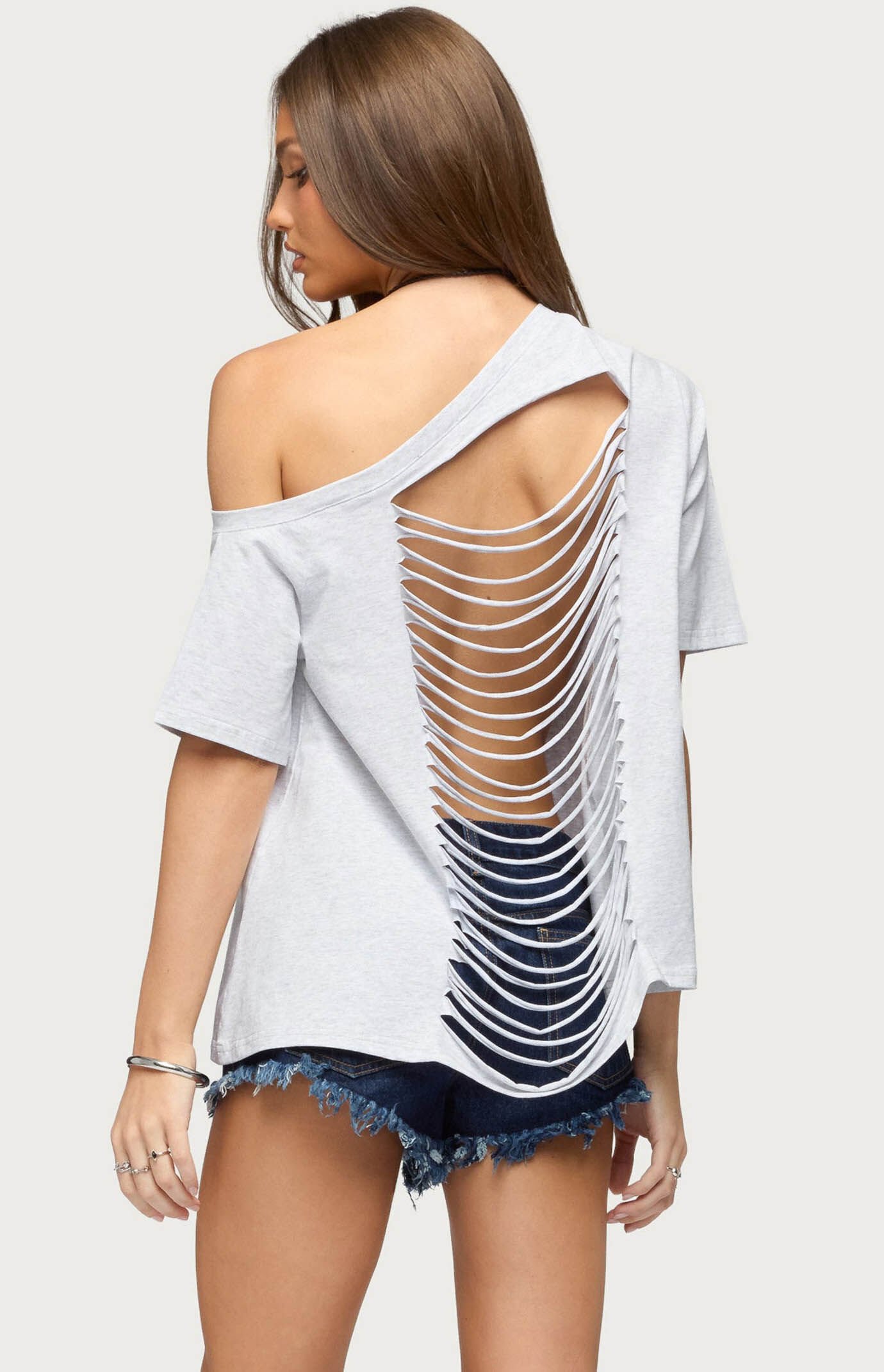 Edikted Miah Off Shoulder Shredded Back Top