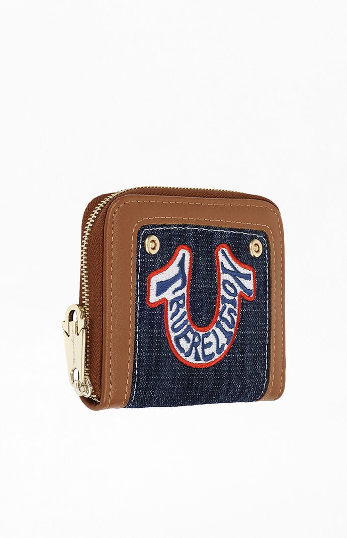 True Religion Retro Horseshoe Small Denim Zip Wallet