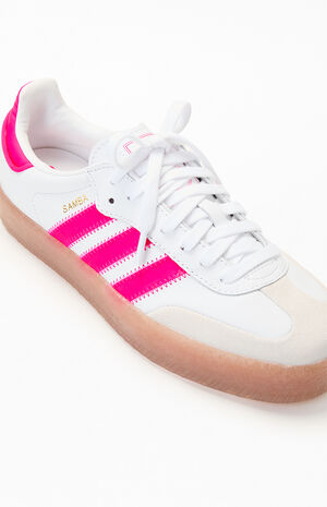Kids White & Pink Samba Shoes image number 6