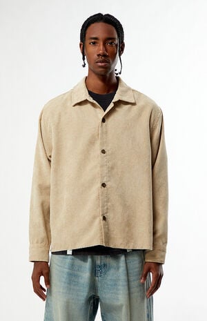 Enzo Khaki Corduroy Long Sleeve Shirt image number 1
