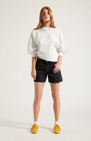Sophie Denim Mom Shorts Black image number 6