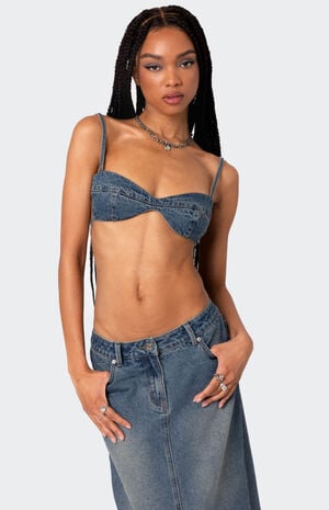 Lassy Washed Denim Bralette