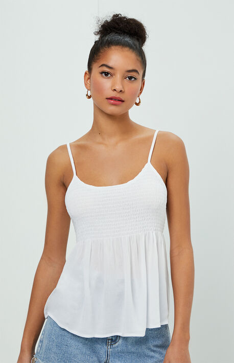 Smocked Tie Back Babydoll Top