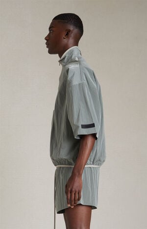 Seal Crinkle Nylon Half Zip Mock Neck Shirt image number 2