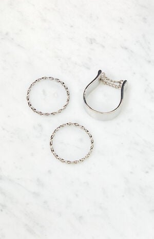 3 Pack Silver Chain Rings
