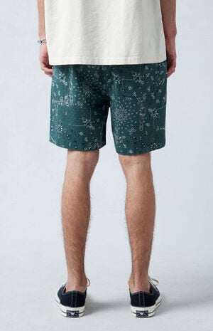 Green Reed Printed Twill Volley Shorts image number 3