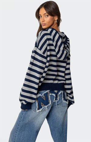 Striped Hooded Knit Sweater image number 5