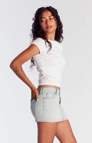 Piper Light Indigo Low Rise Denim Micro Skirt image number 3