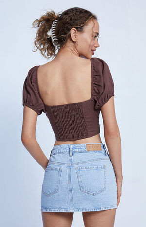 Cut-Out Ruched Woven Top image number 3
