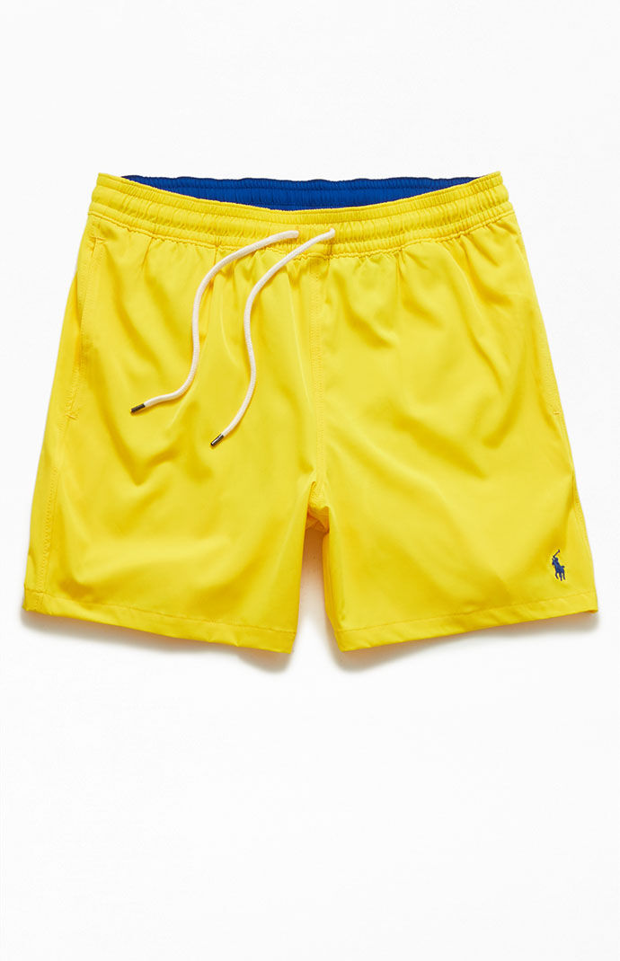 Yellow polo swim trunks top