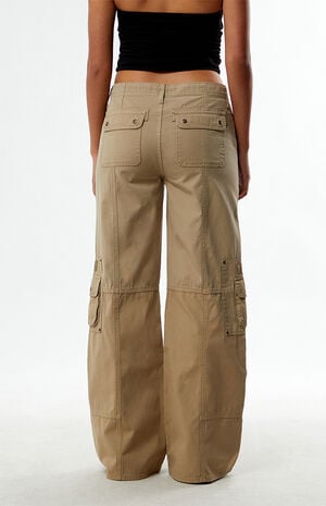 Weathered Low Rise Baggy Flare Cargo Pants image number 4