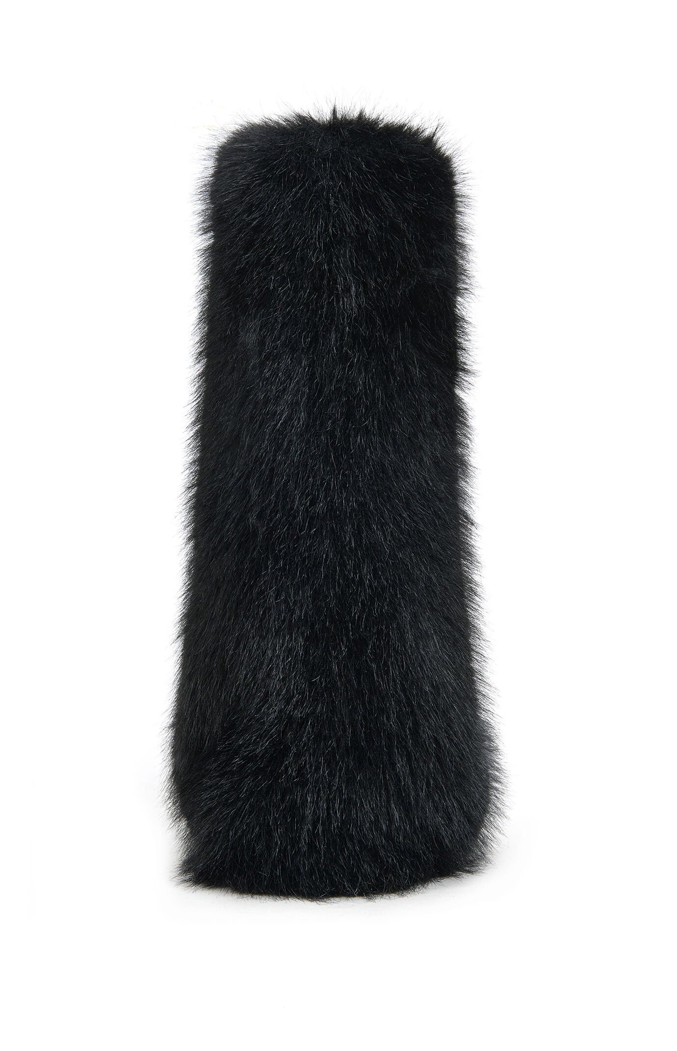 AZALEA WANG Lisboa Black Cuffed Faux Fur Chunky Booties