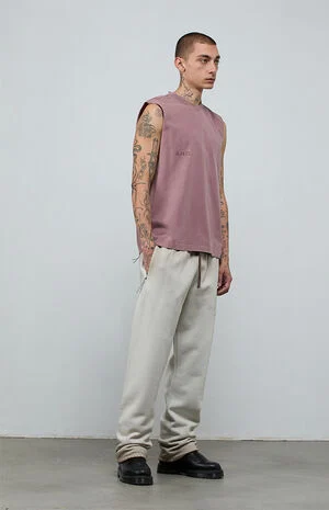 Rose Taupe Vintage Wash Comfort Cut Off Muscle T-Shirt image number 5