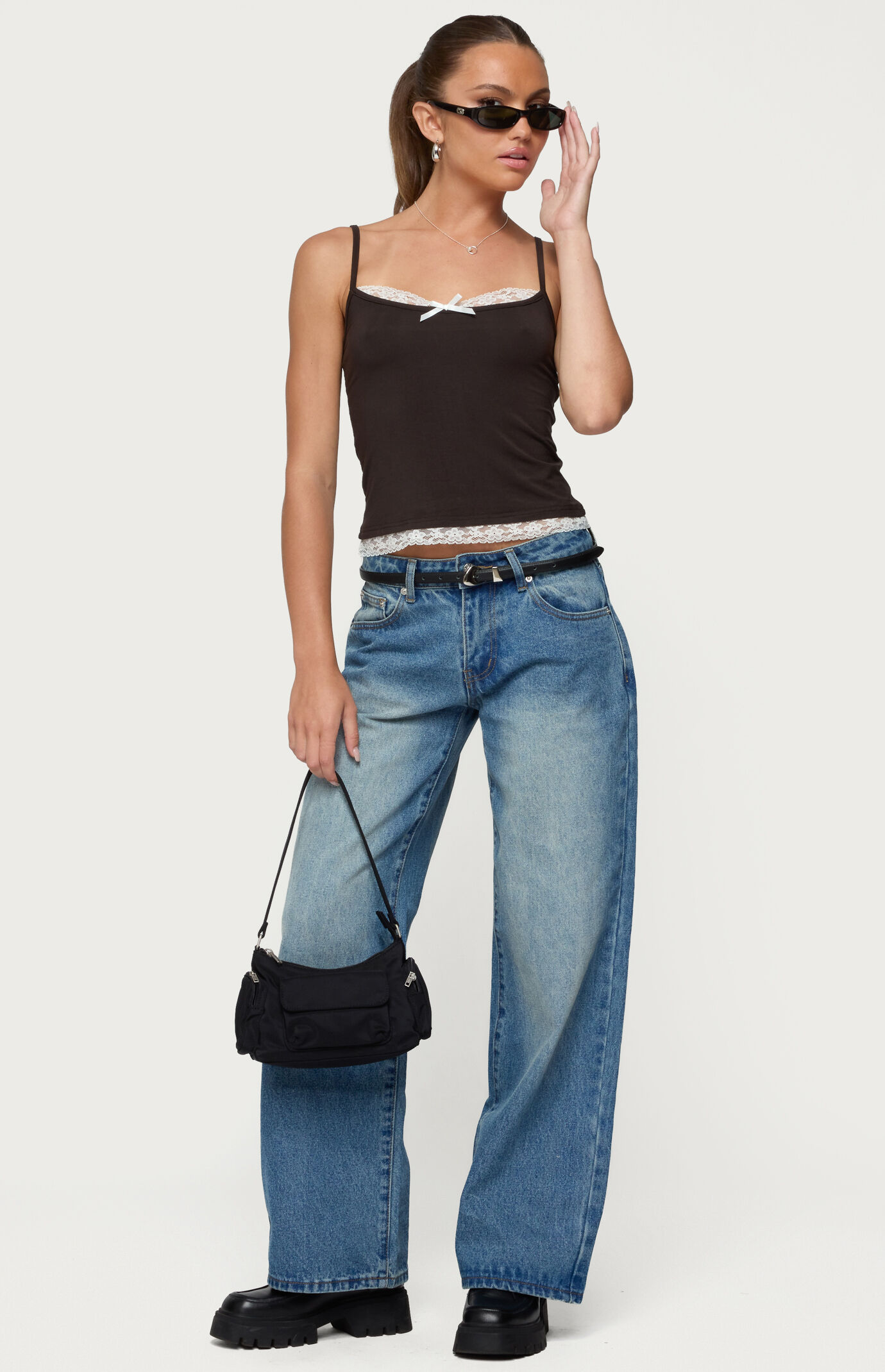 Edikted Magda Low Rise Acid Wash Jeans
