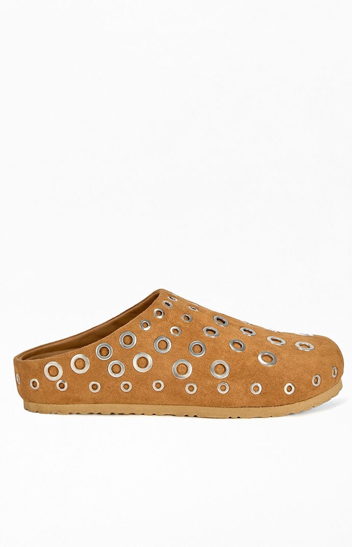 AZALEA WANG Women's Marsha Tan Embellished Flat Mules