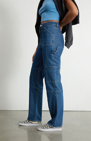 Dark Blue Patch Pocket Carpenter Jeans image number 3