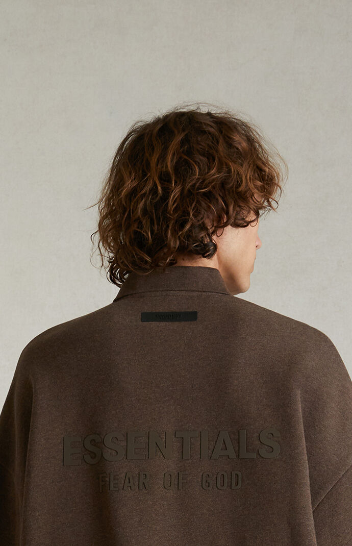 Fear of God ESSENTIALS Heather Wood 3/4 Sleeve Polo Sweatshirt