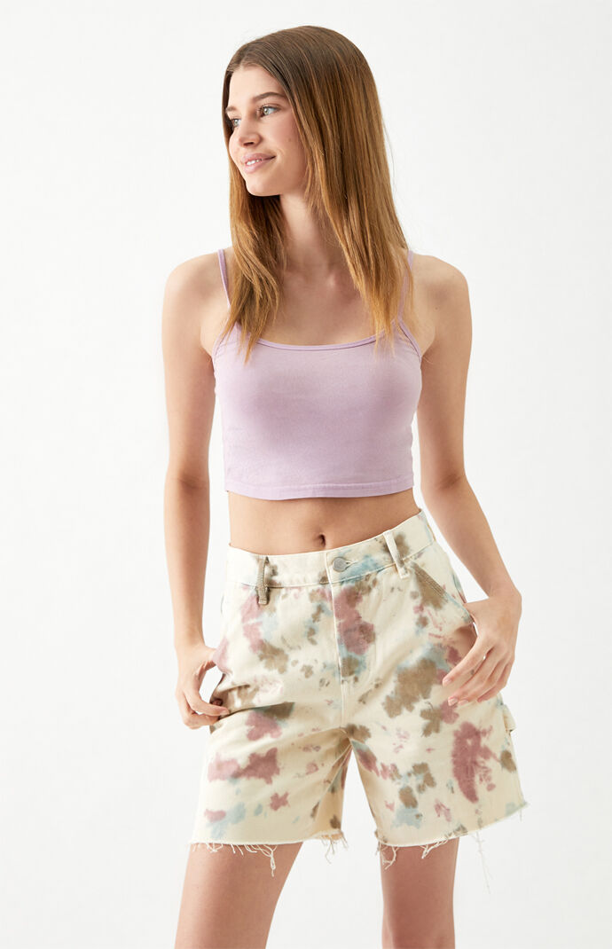 Tie Dye High Waisted Boyfriend Carpenter Shorts