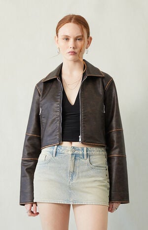 Lara Light Indigo Tinted Low Rise Denim Mini Skirt image number 2