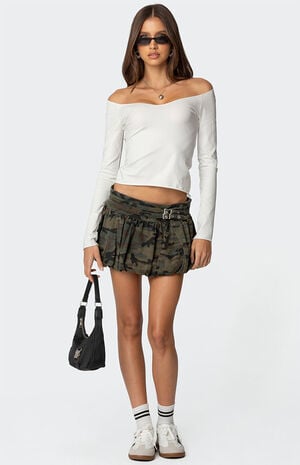 Camo Belted Bubble Mini Skort image number 1