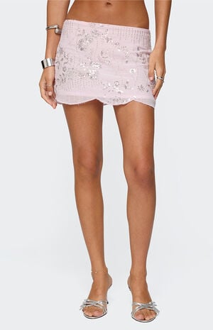 Nelley Beaded Sequin Chiffon Mini Skirt image number 2