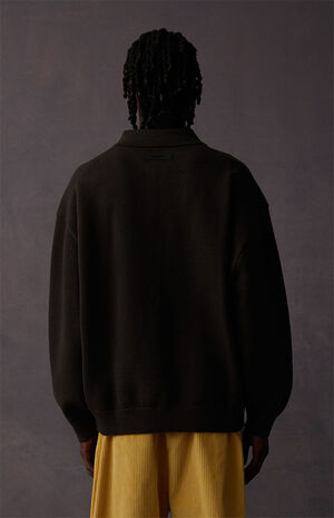 Off Black Long Sleeve Polo Sweater image number 5