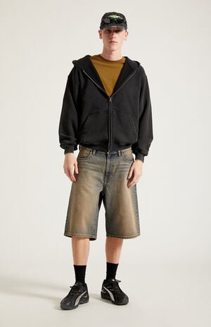 Austin Extreme Baggy Denim Shorts Dark Blue Tint image number 6