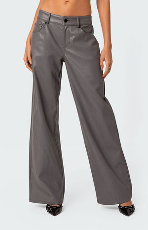 Faux Leather Straight Leg Pants image number 1