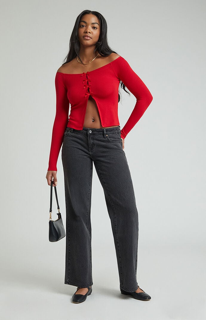 PacSun Black Low Rise Girlfriend Jeans PacSun