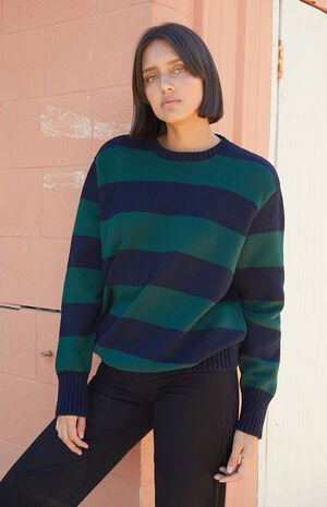 Green & Navy Brianna Striped Sweater image number 1