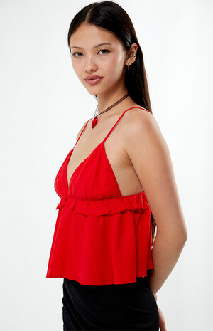 Ruffle V-Neck Babydoll Top image number 2