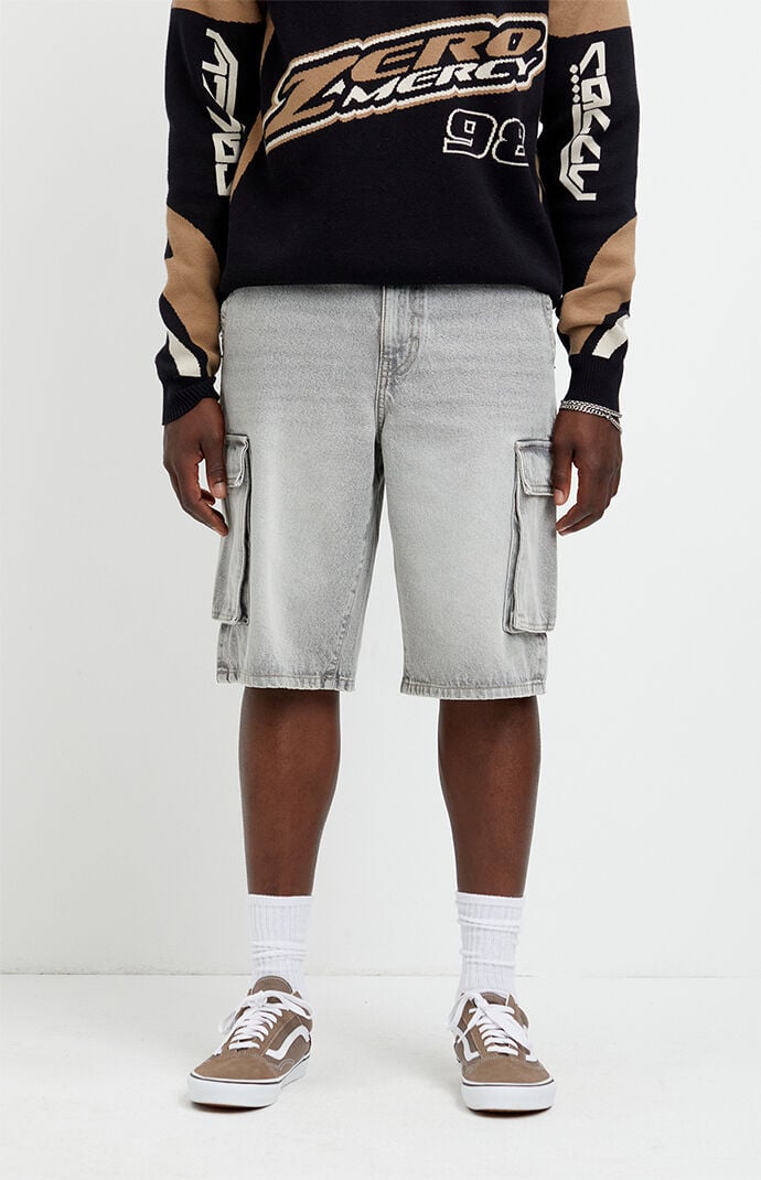Pacsun Austin Extreme Baggy Jean Shorts Cargo Gray