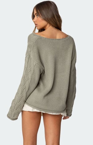 Inga Oversized Cable Knit Sweater image number 4