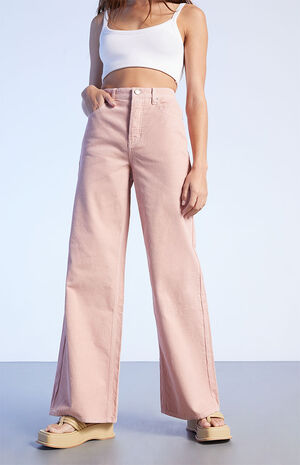 Pink Corduroy Wide Leg Jeans image number 2