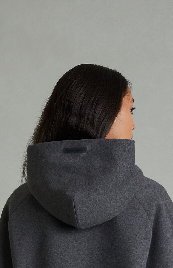 Fear of God ESSENTIALS Women's Charcoal Heather '90s Embossed Raglan Cropped Hoodie