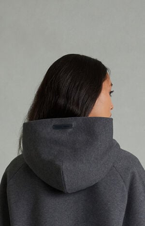 Women's Charcoal Heather '90s Embossed Raglan Cropped Hoodie image number 5